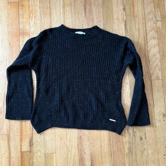 Michael Kors Black Ribbed Crew Neck Sweater - Picture 1 of 2